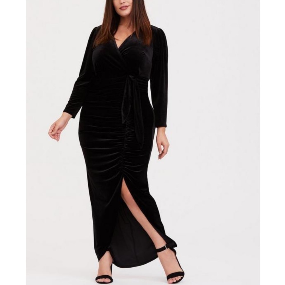 Torrid Maxi Velvet High Slit Dress